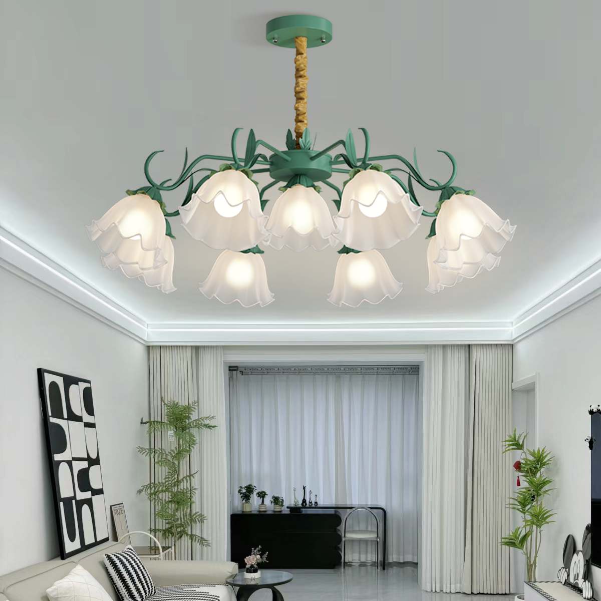 flairel American Retro Pastoral Style Flower Chandelier