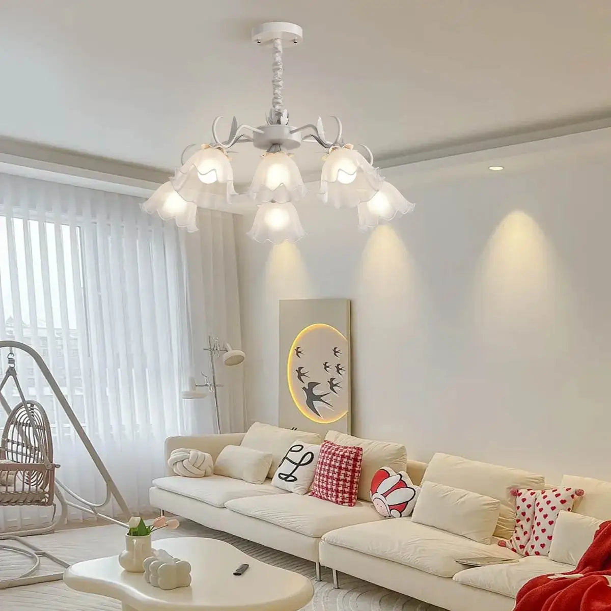 flairel American Retro Pastoral Style Flower Chandelier