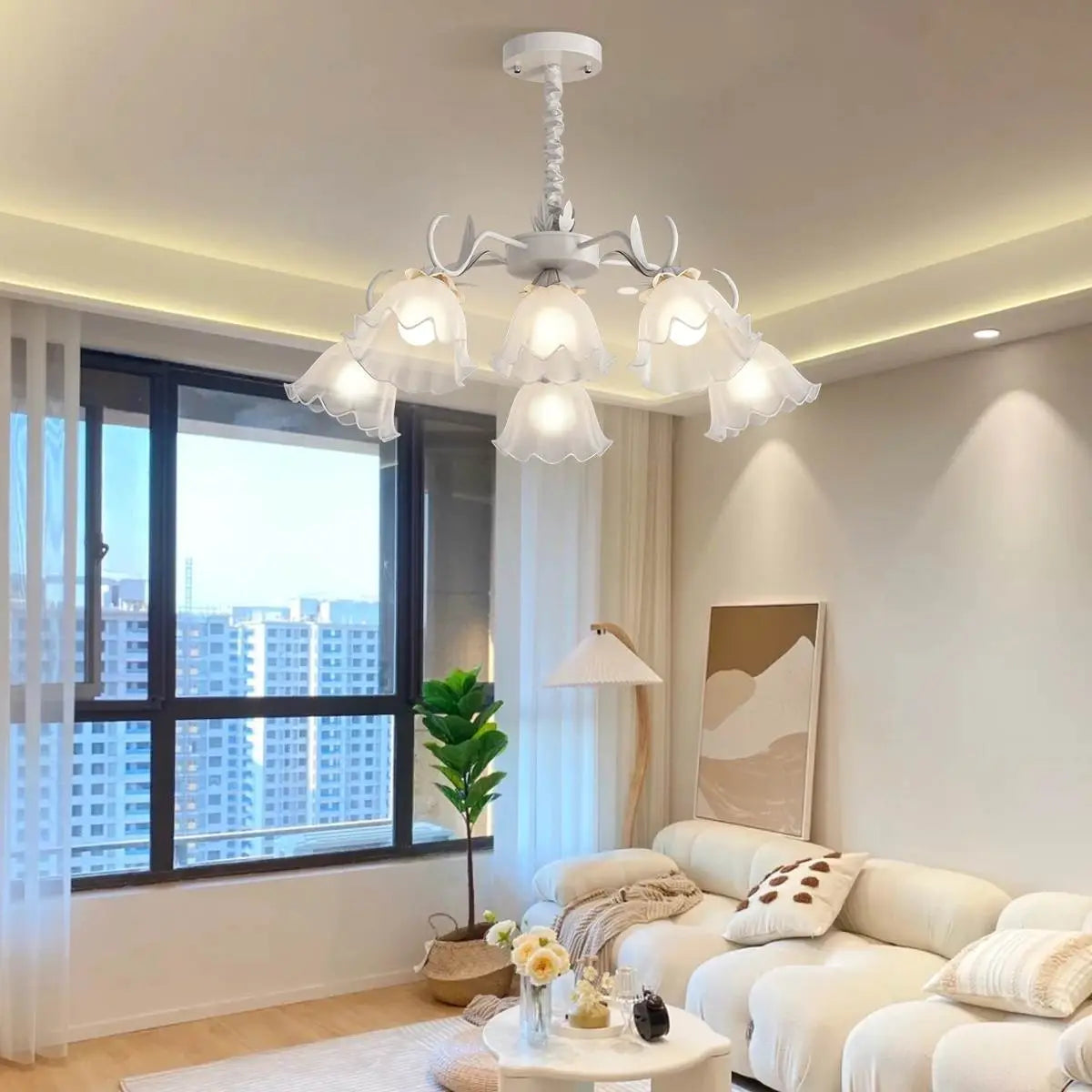 flairel American Retro Pastoral Style Flower Chandelier