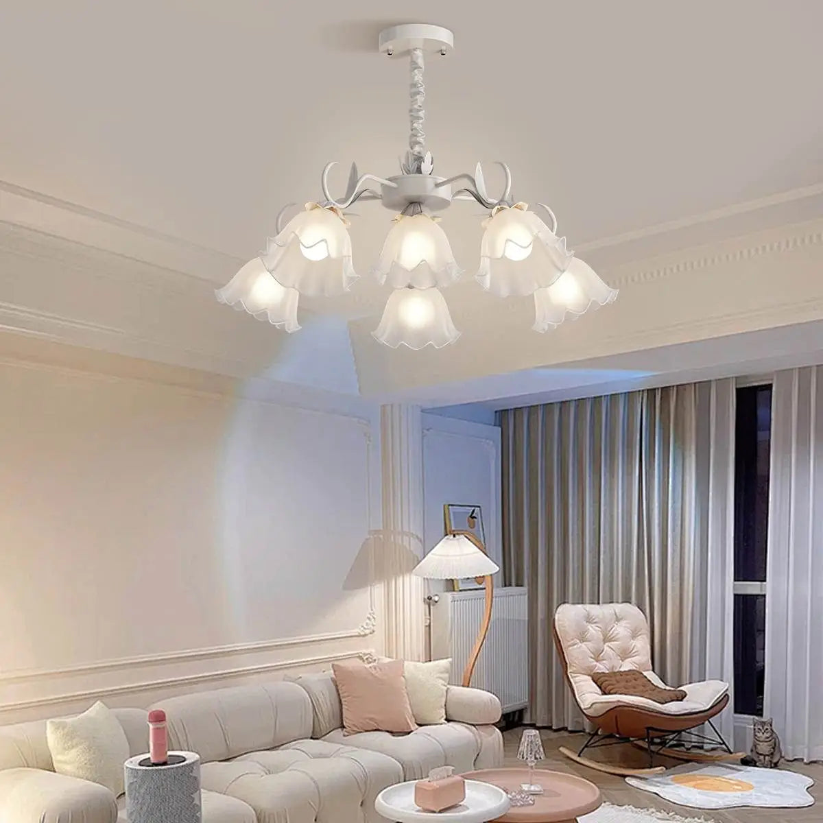 flairel American Retro Pastoral Style Flower Chandelier