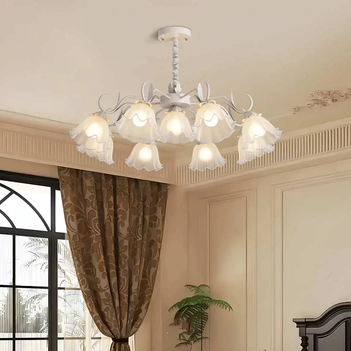 flairel American Retro Pastoral Style Flower Chandelier