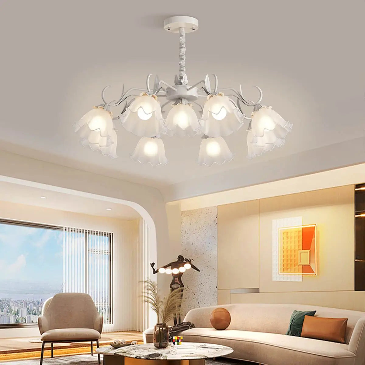 flairel American Retro Pastoral Style Flower Chandelier