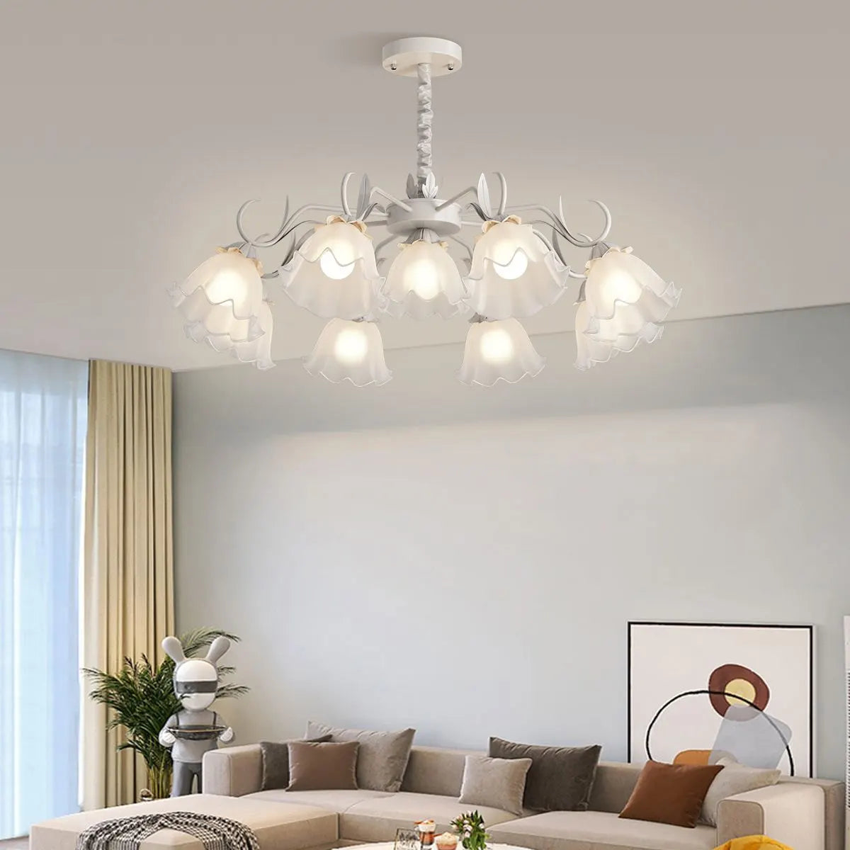 flairel American Retro Pastoral Style Flower Chandelier