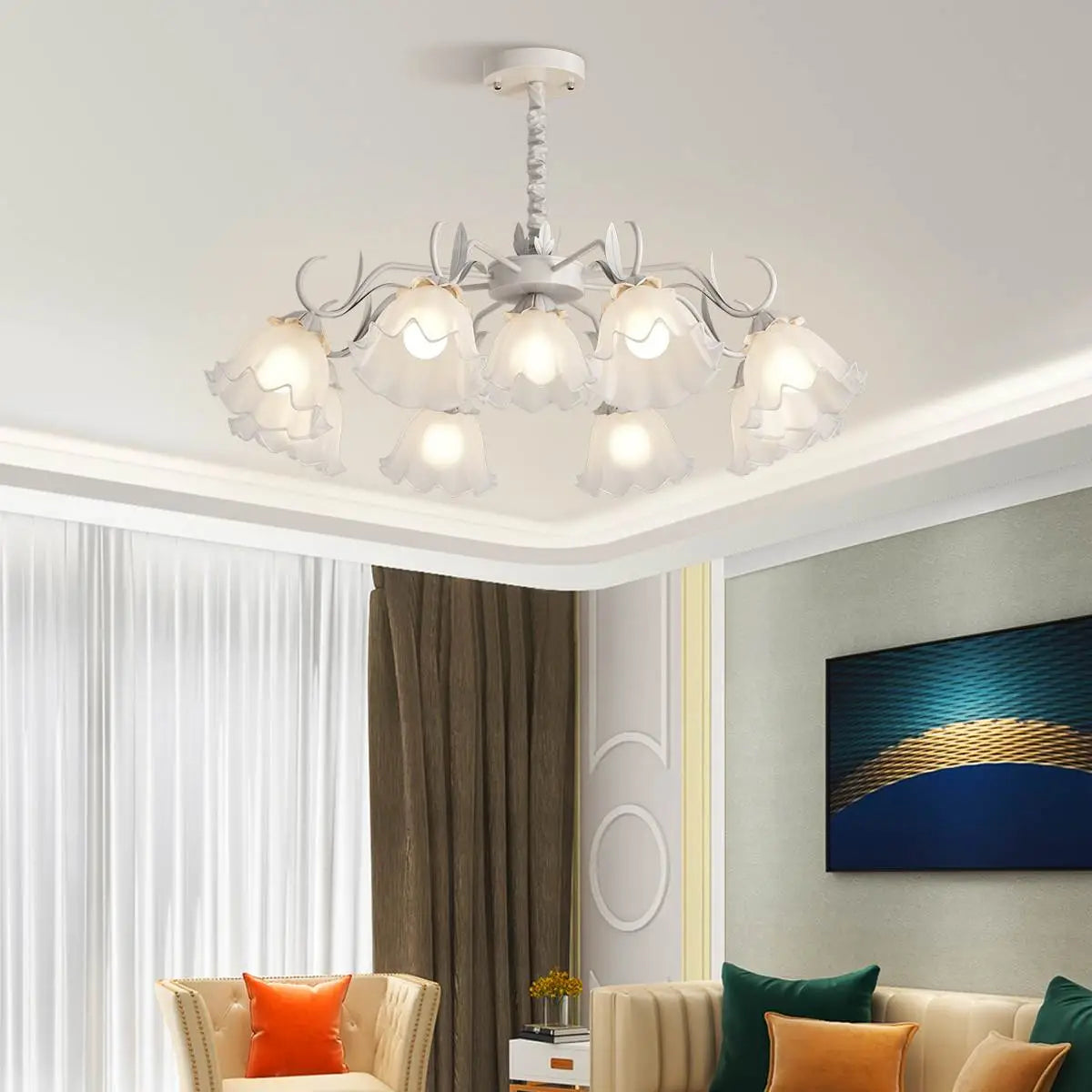 flairel American Retro Pastoral Style Flower Chandelier