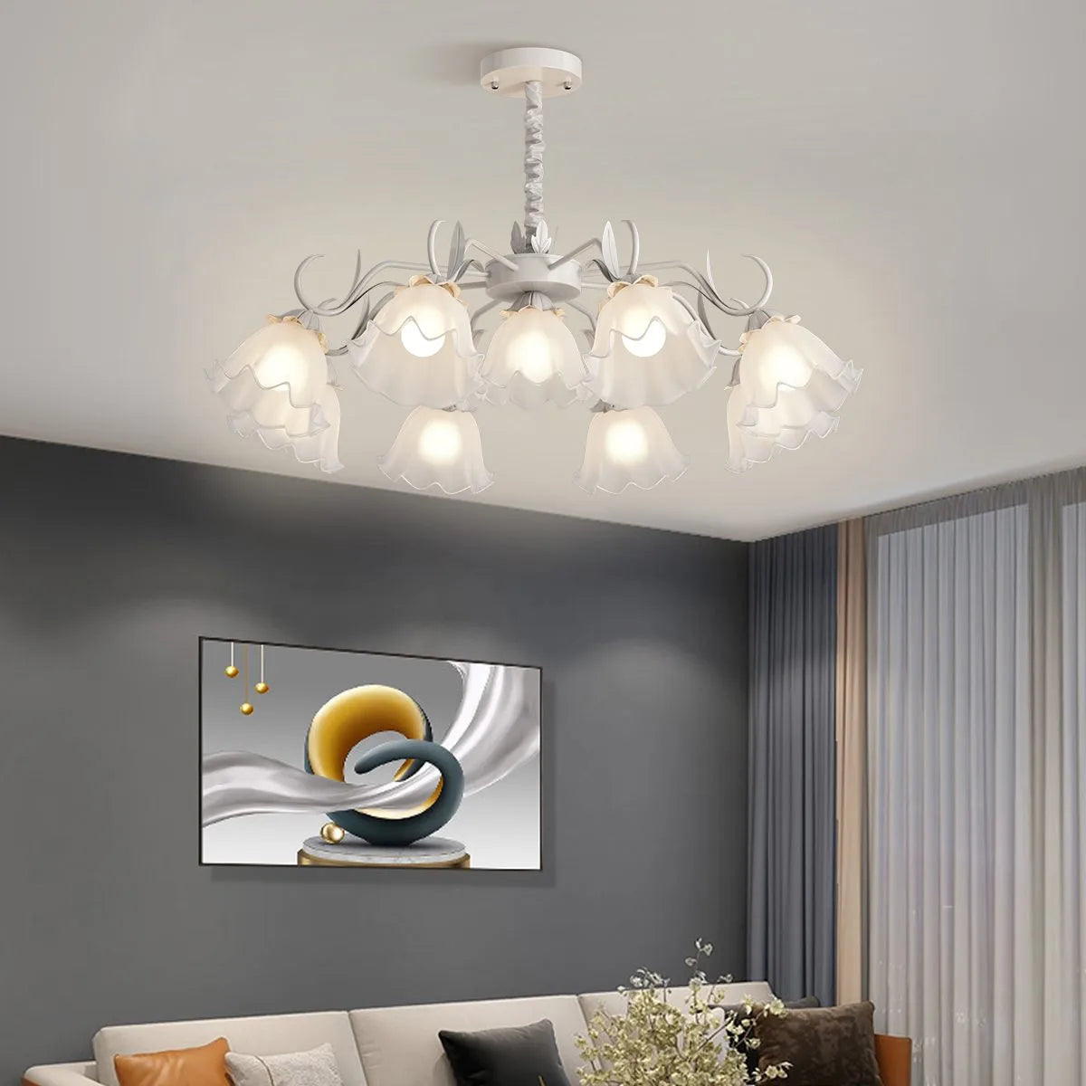 flairel American Retro Pastoral Style Flower Chandelier