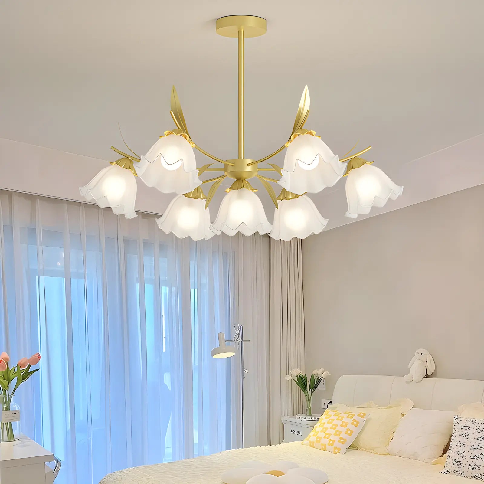 flairel French Vintage Lily of the Valley Flower Chandelier