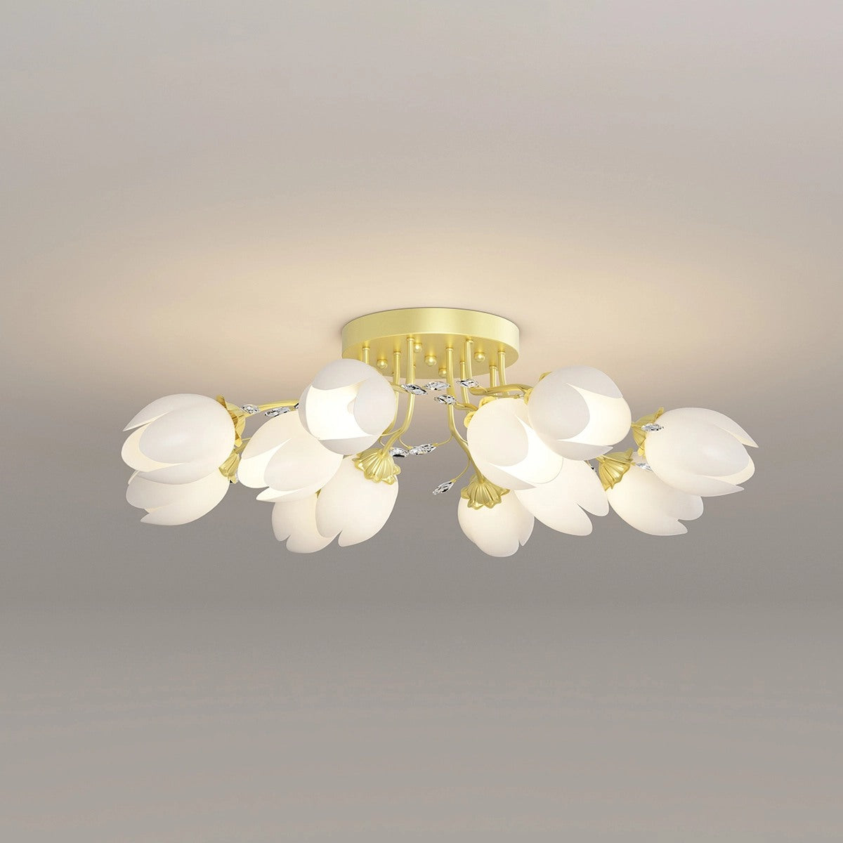 flairel French Pastoral Flower Ceiling Chandelier