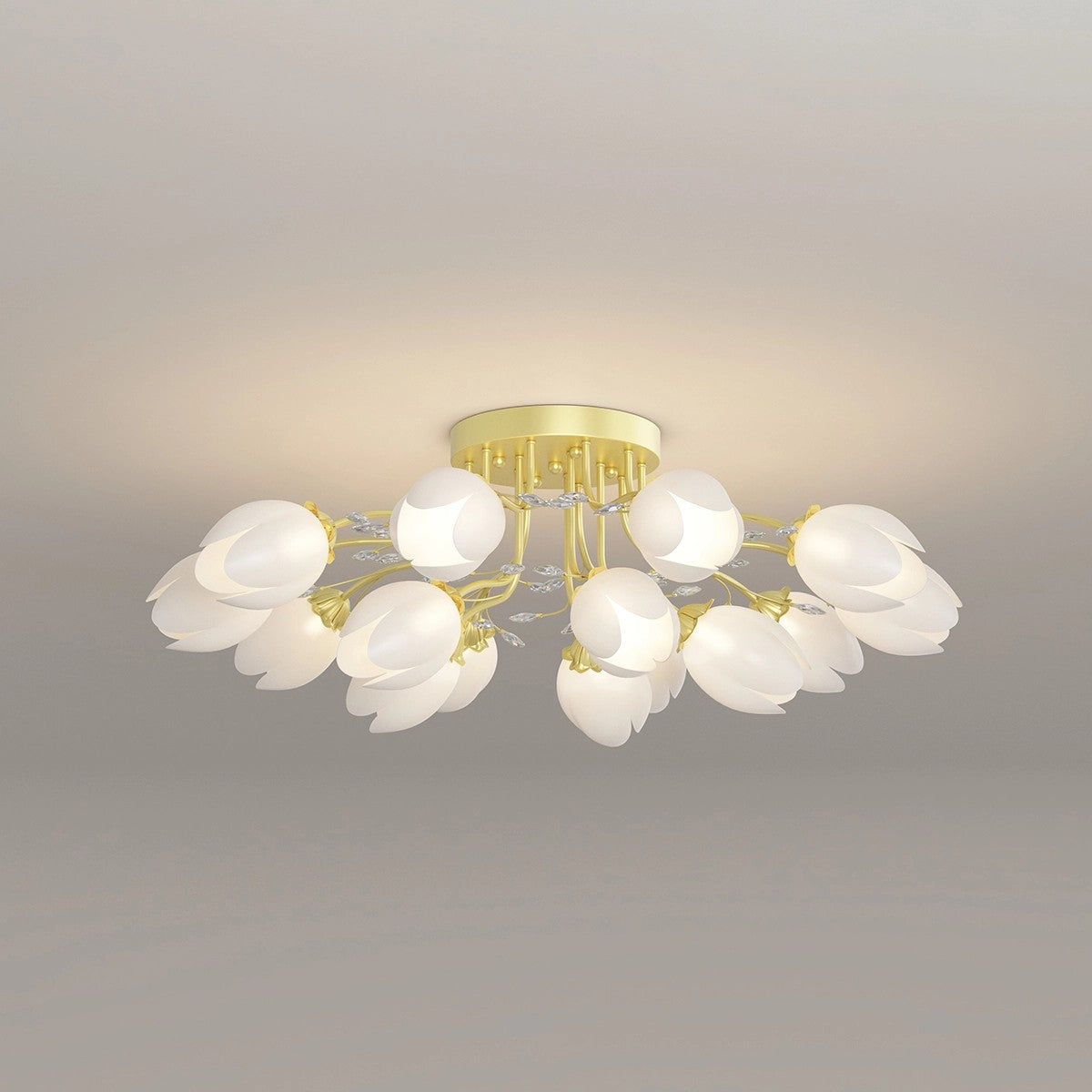 flairel French Pastoral Flower Ceiling Chandelier