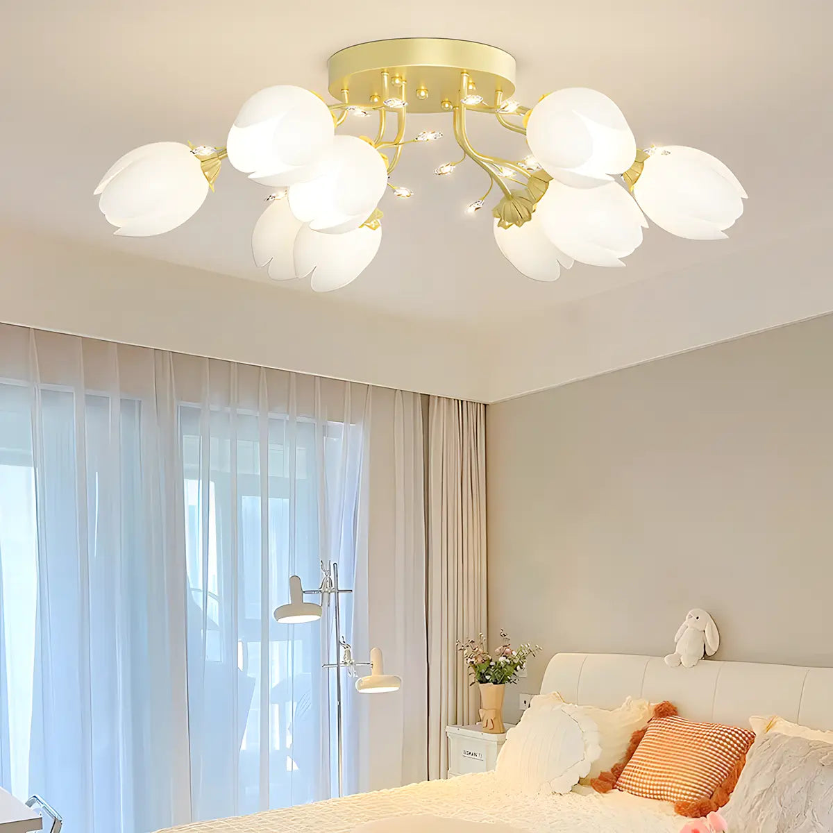 flairel French Pastoral Flower Ceiling Chandelier