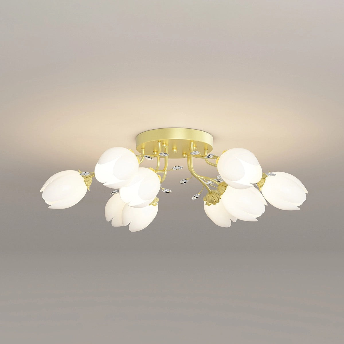 flairel French Pastoral Flower Ceiling Chandelier