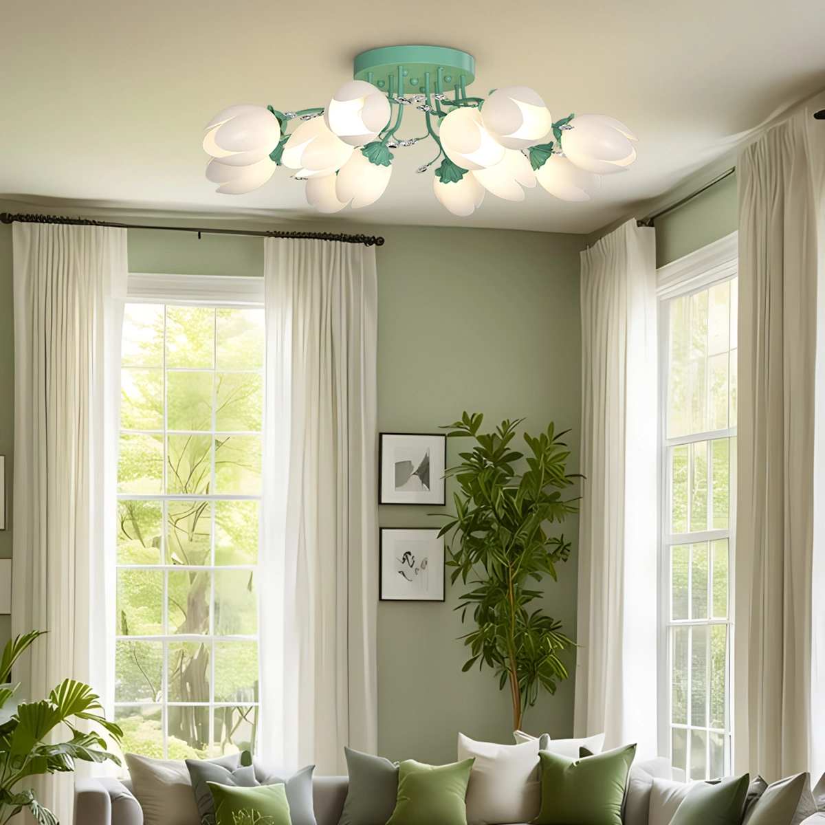 flairel French Pastoral Flower Ceiling Chandelier
