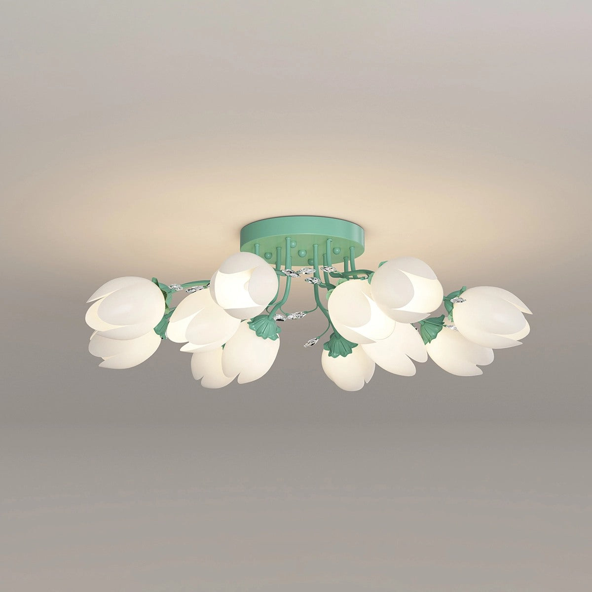 flairel French Pastoral Flower Ceiling Chandelier