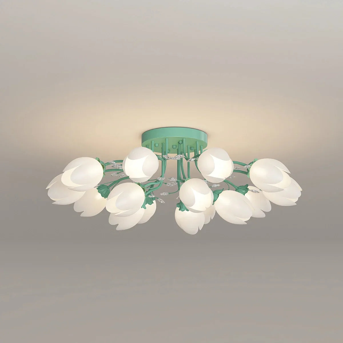 flairel French Pastoral Flower Ceiling Chandelier