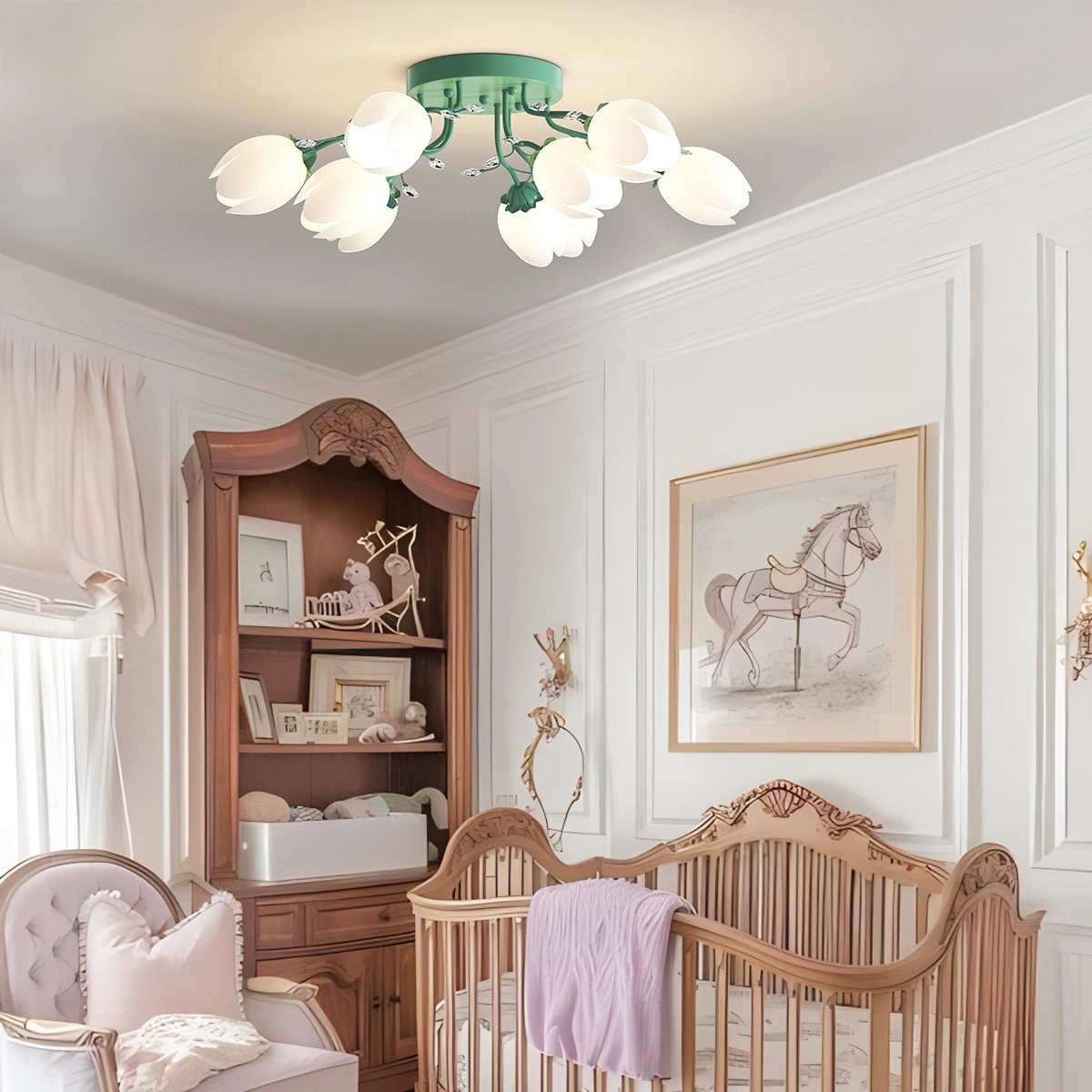 flairel French Pastoral Flower Ceiling Chandelier