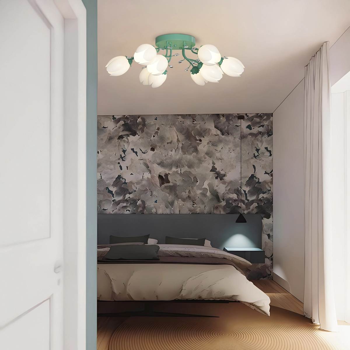 flairel French Pastoral Flower Ceiling Chandelier