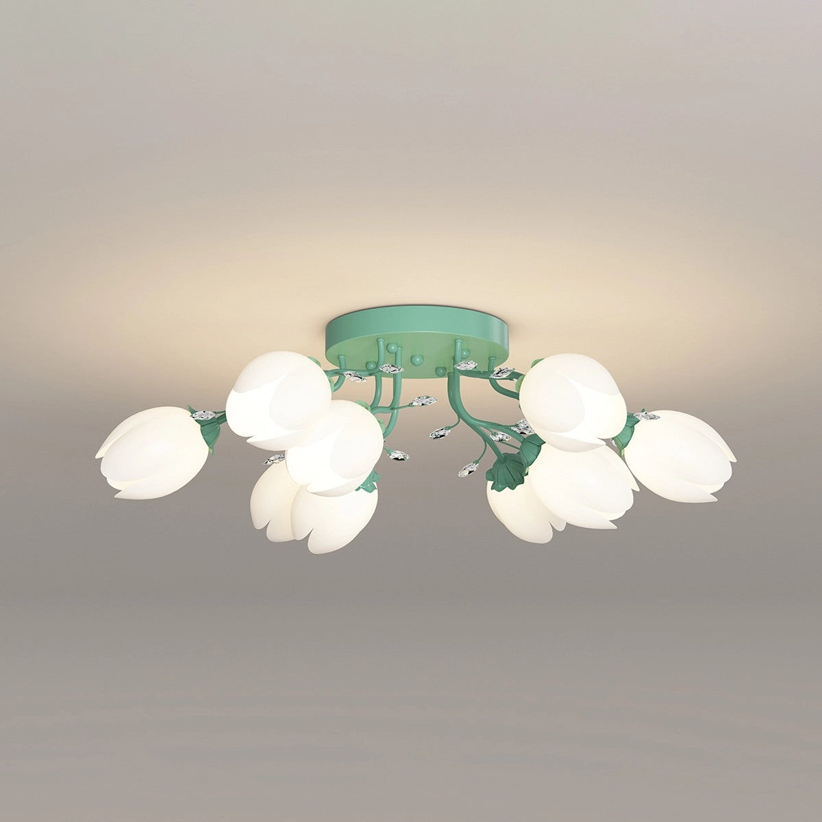 flairel French Pastoral Flower Ceiling Chandelier
