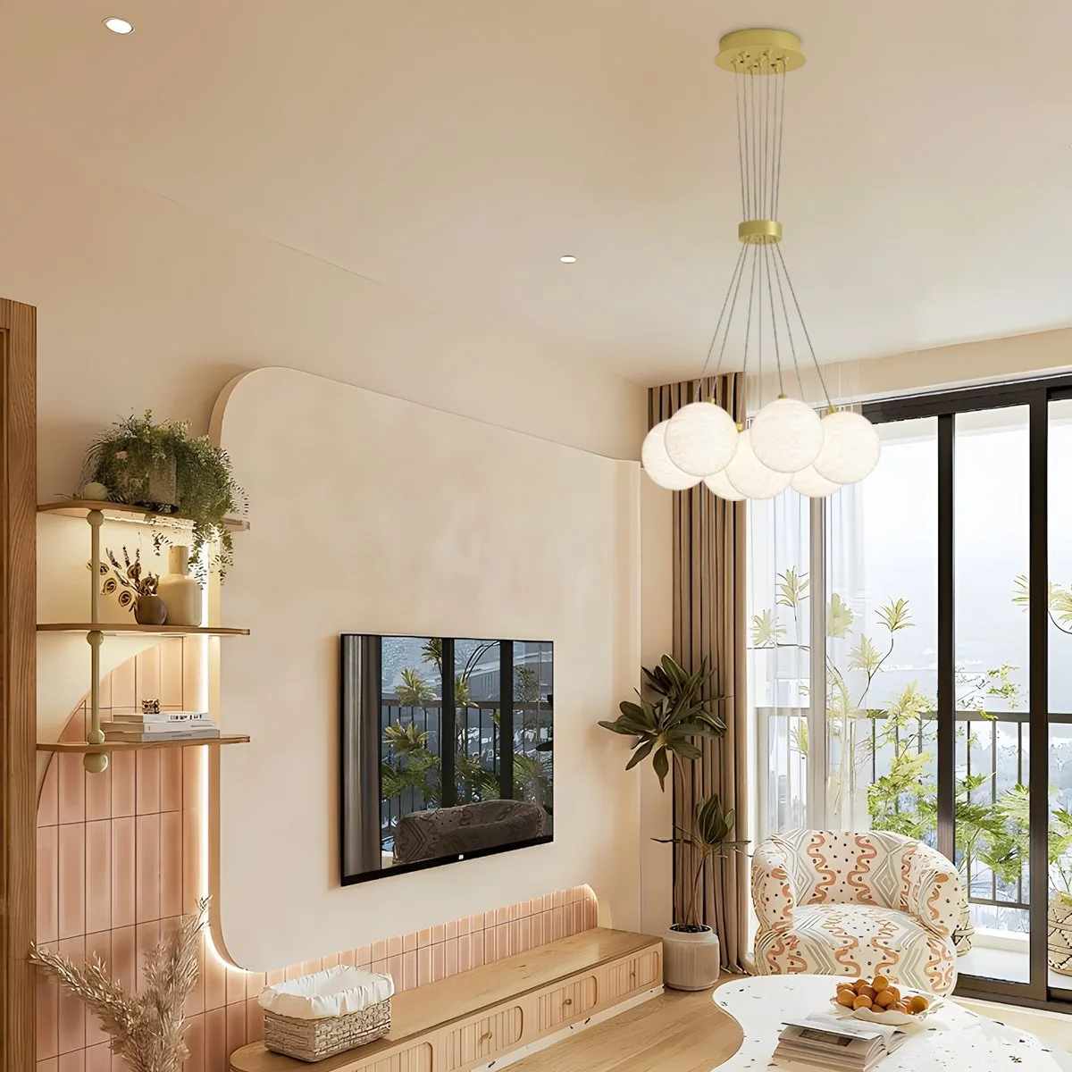 flairel French Tulip Flower & Ball Chandelier