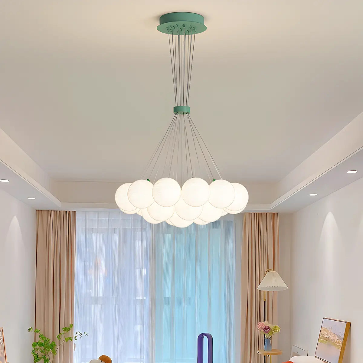 flairel French Tulip Flower & Ball Chandelier