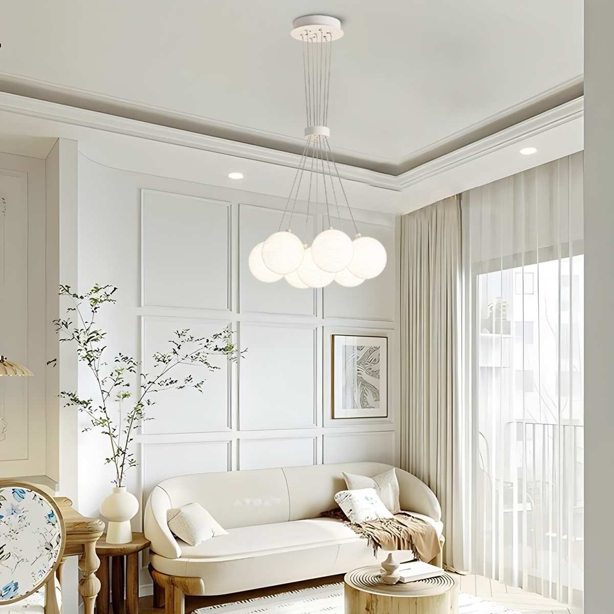 flairel French Tulip Flower & Ball Chandelier