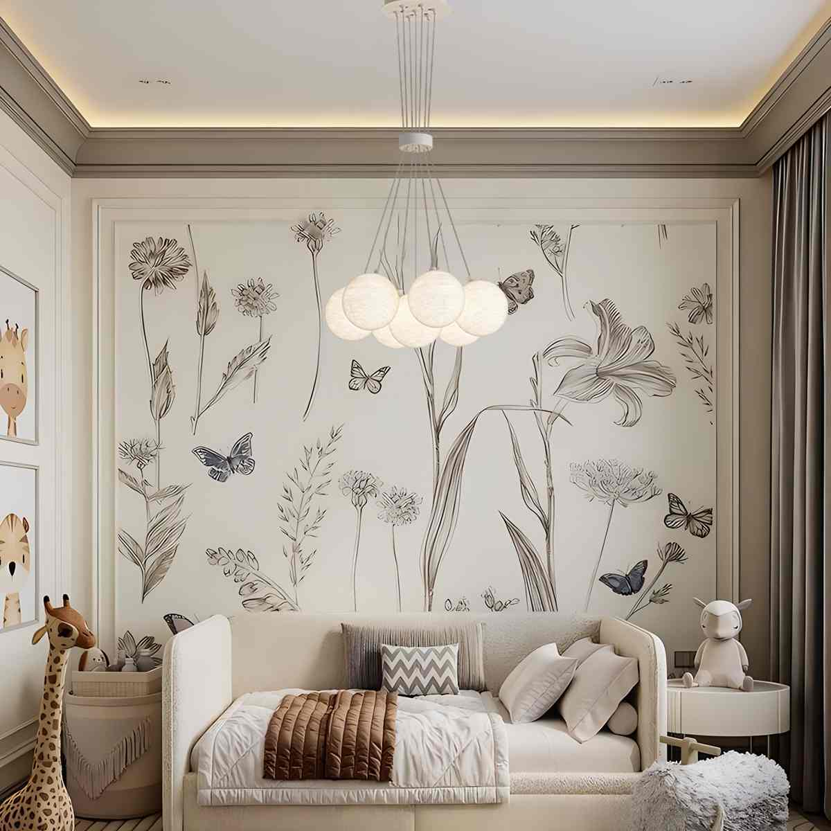 flairel French Tulip Flower & Ball Chandelier
