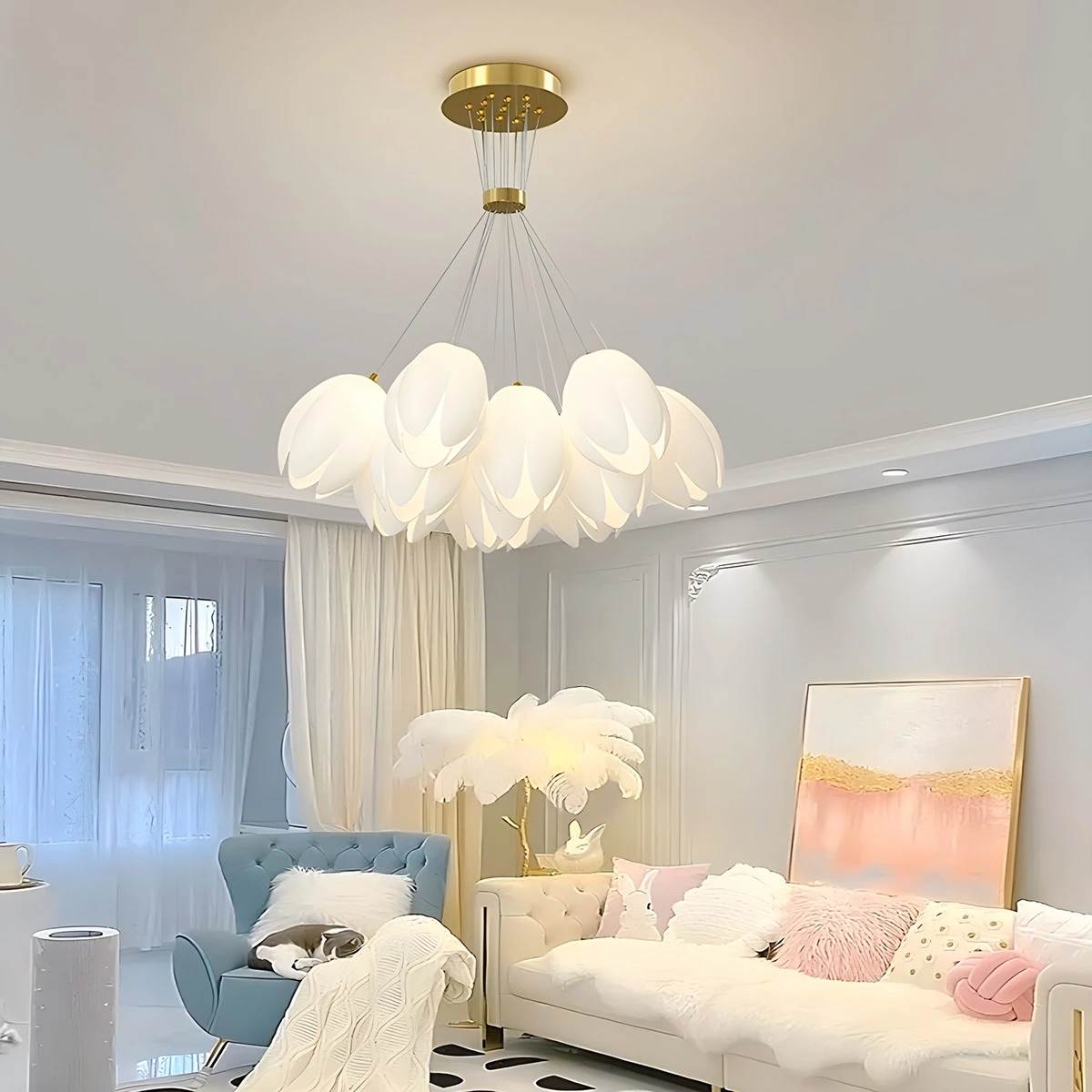 flairel French Tulip Flower & Ball Chandelier