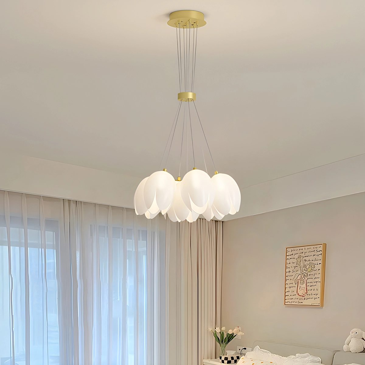 flairel French Tulip Flower & Ball Chandelier