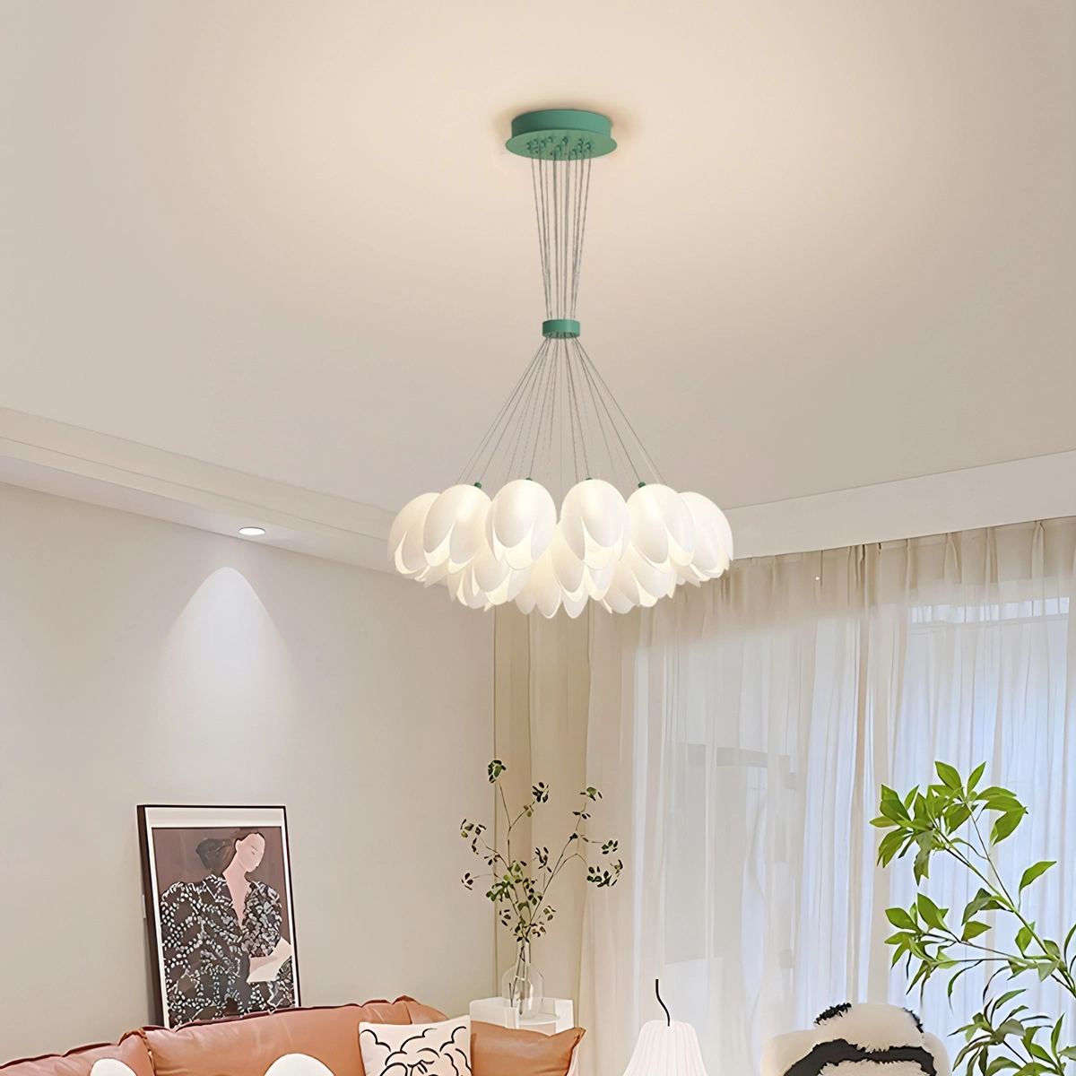 flairel French Tulip Flower & Ball Chandelier