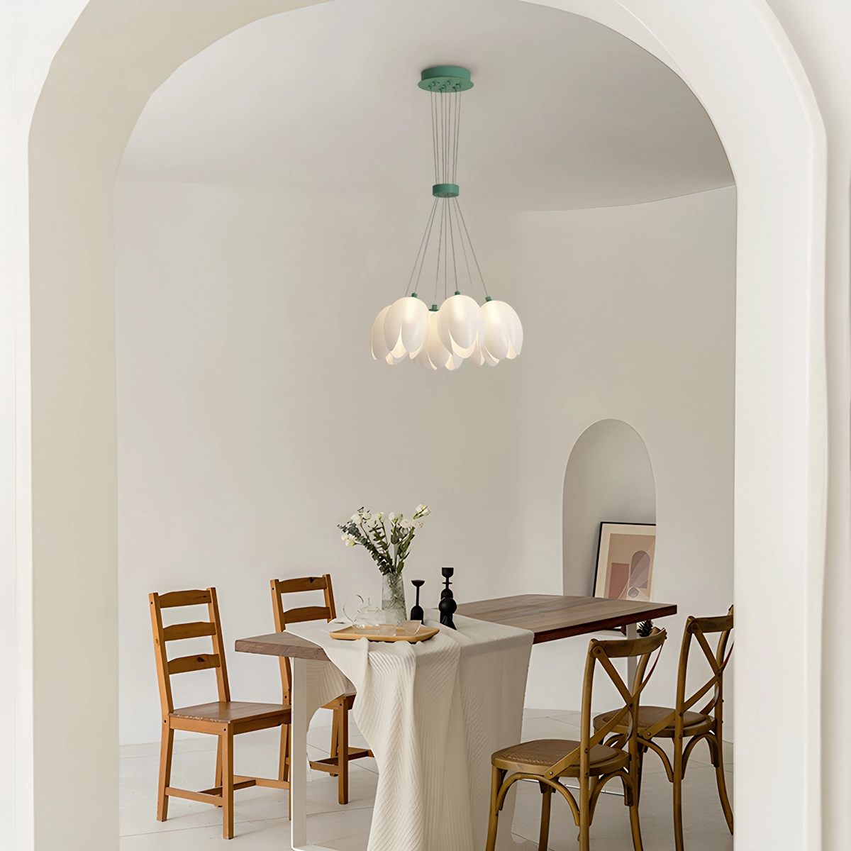 flairel French Tulip Flower & Ball Chandelier