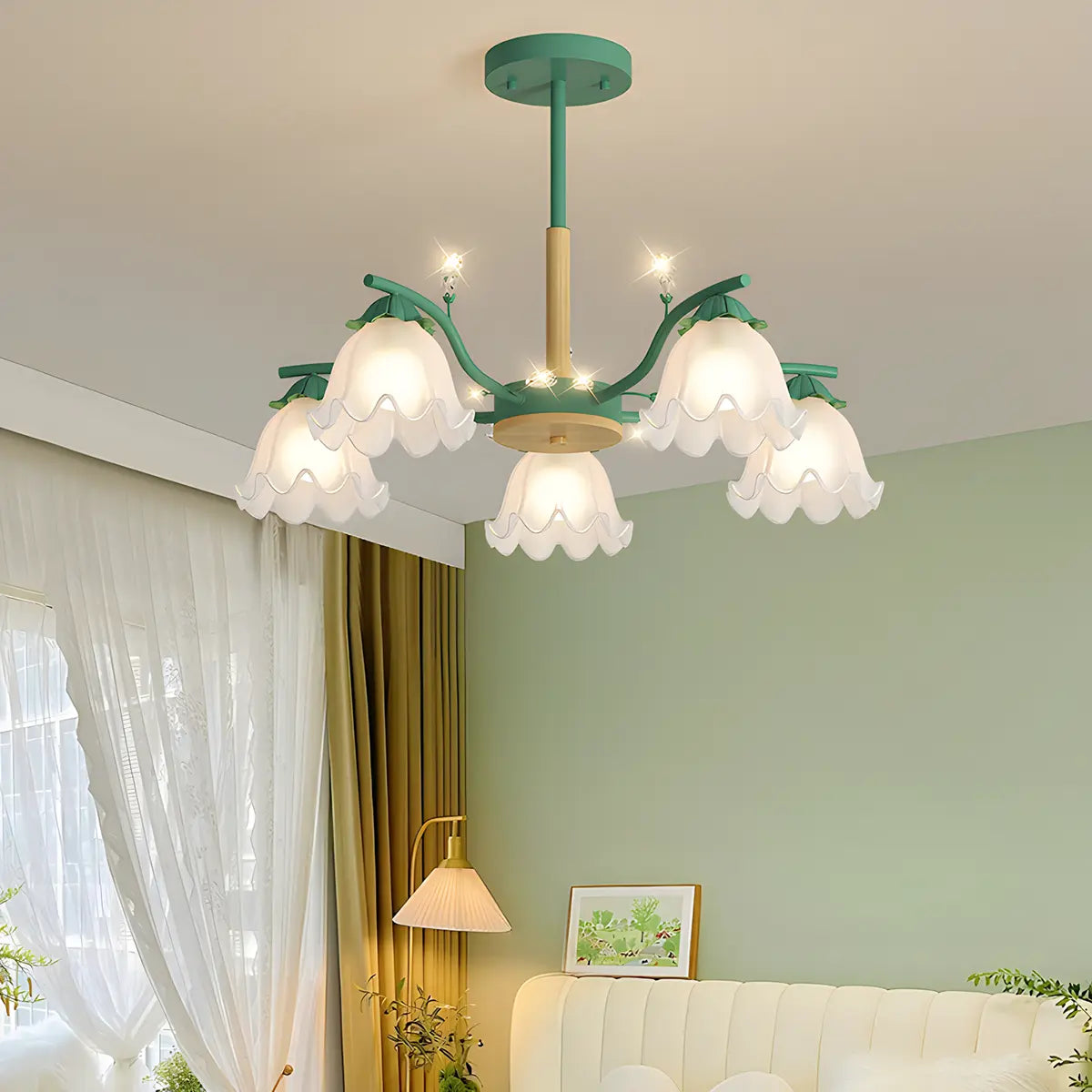 flairel Creative Lily of the Valley Flower Chandelier