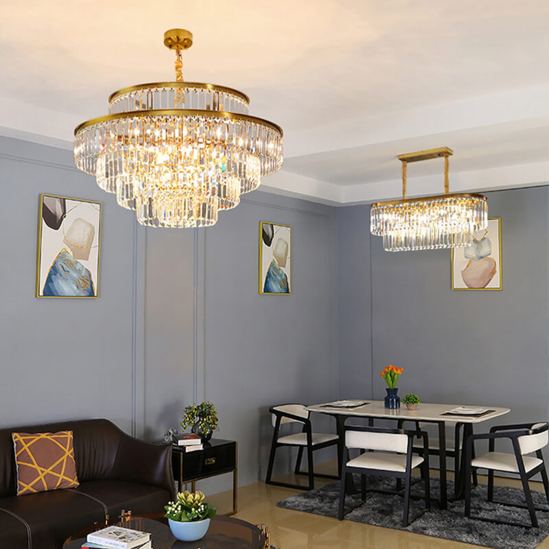 flairel Light Luxury Crystal Chandelier for Living Room