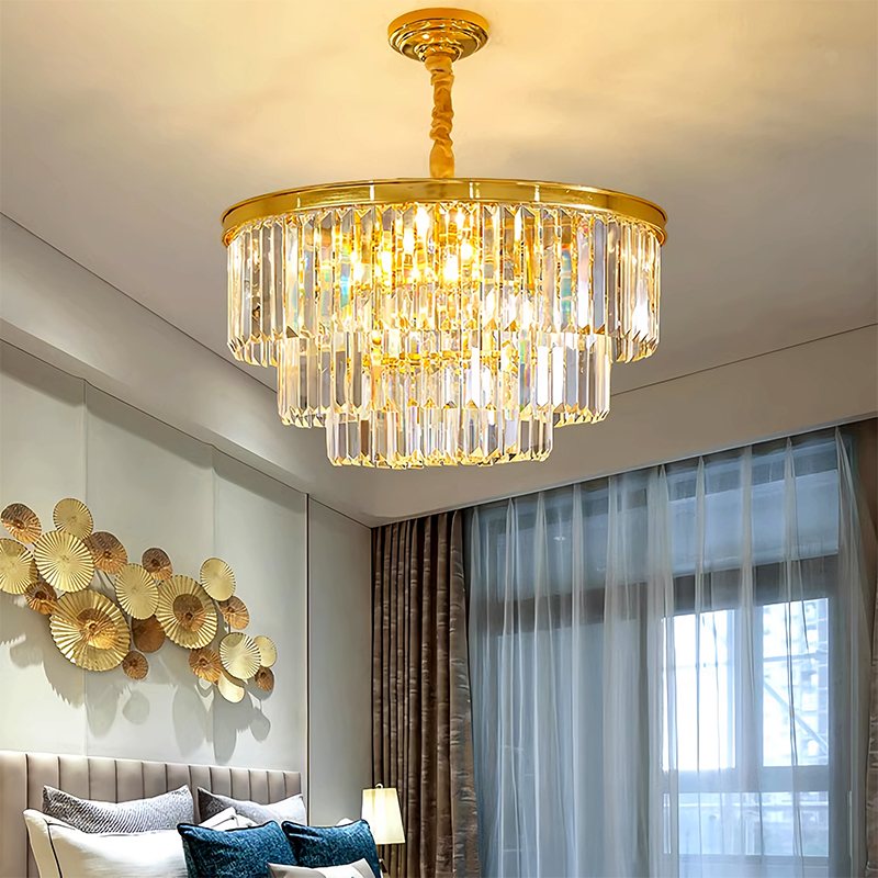 flairel Light Luxury Crystal Chandelier for Living Room