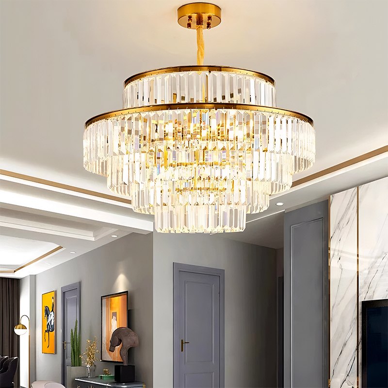 flairel Light Luxury Crystal Chandelier for Living Room