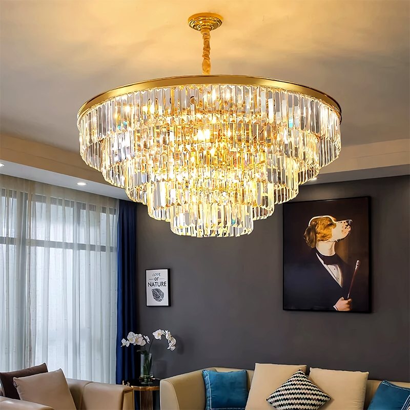 flairel Light Luxury Crystal Chandelier for Living Room