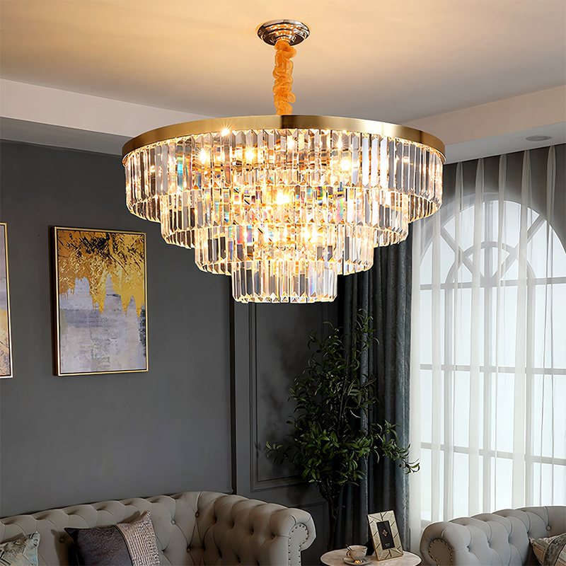 flairel Light Luxury Crystal Chandelier for Living Room