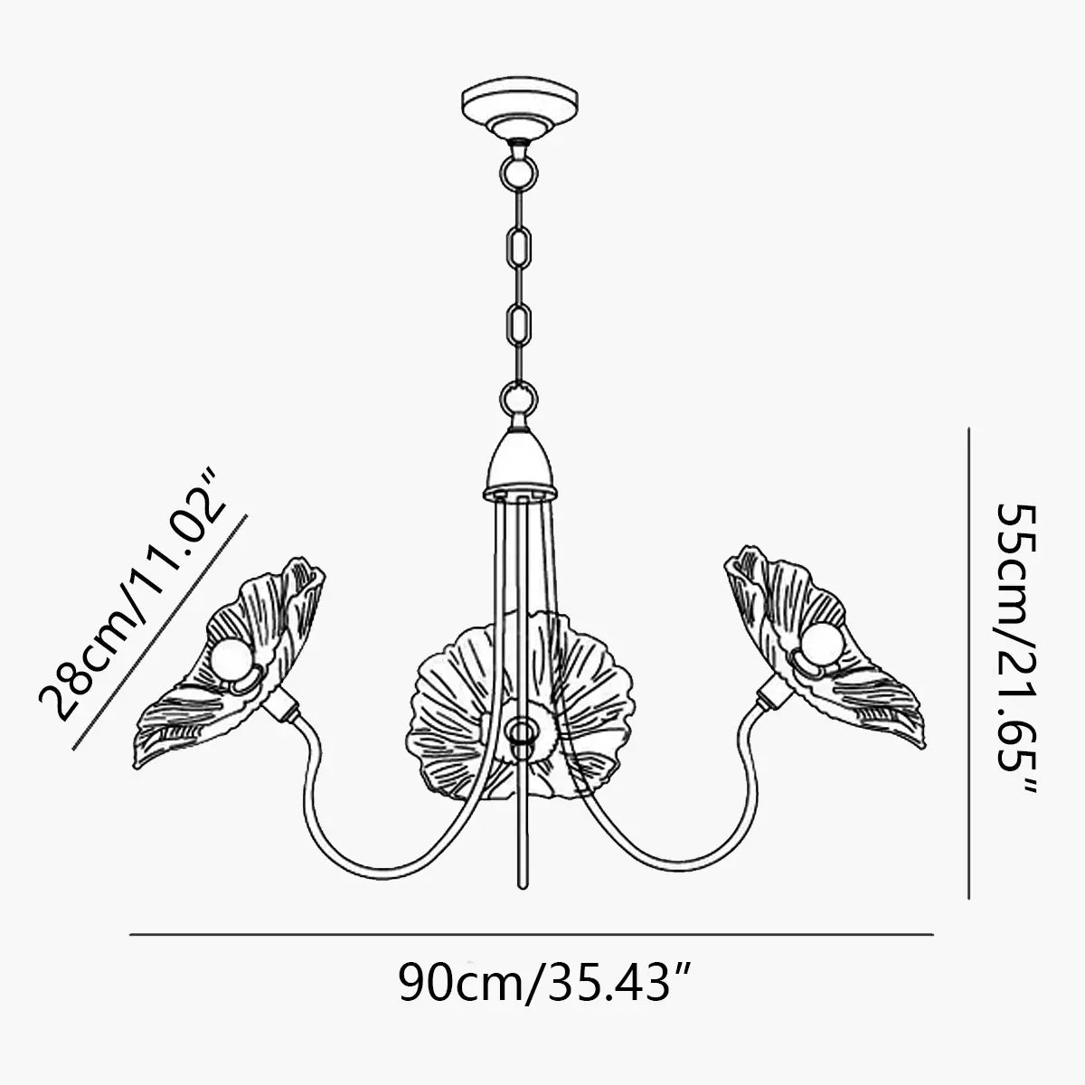 flairel Lotus Leaf Glass Chandelier for Living Room