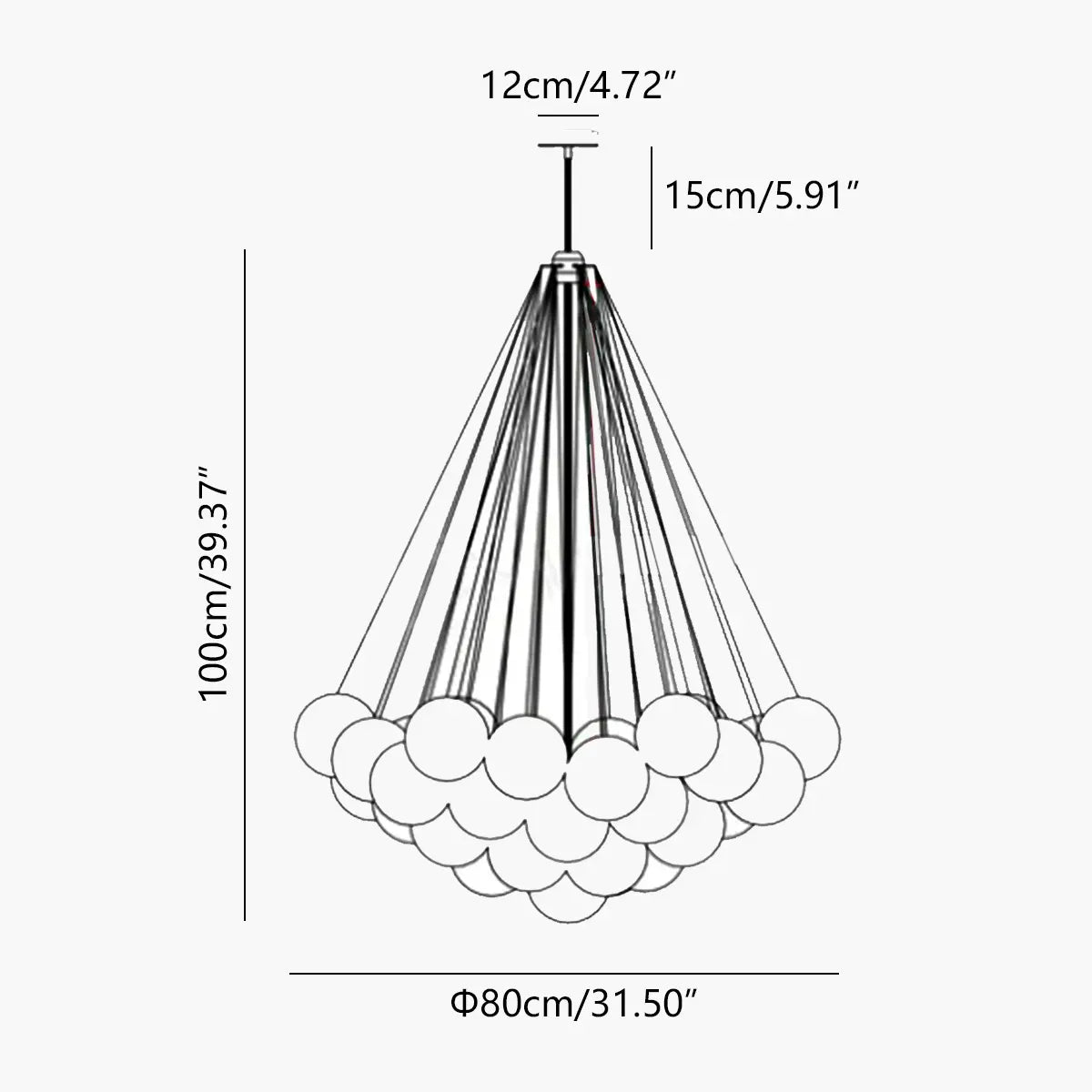flairel Modern Bubble Glass Chandelier for Living Room
