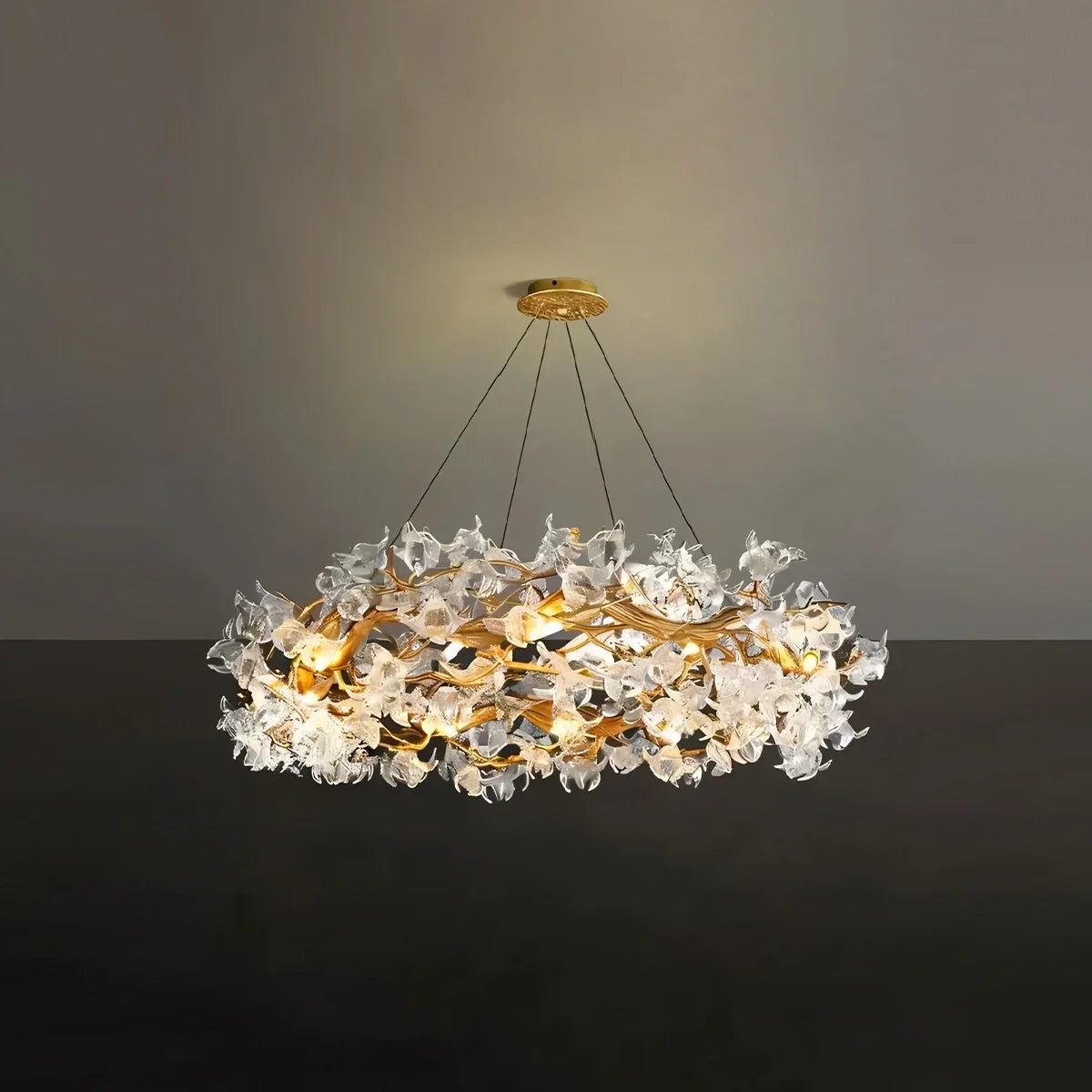flairel Petala Crystal Round Chandelier for Living Room