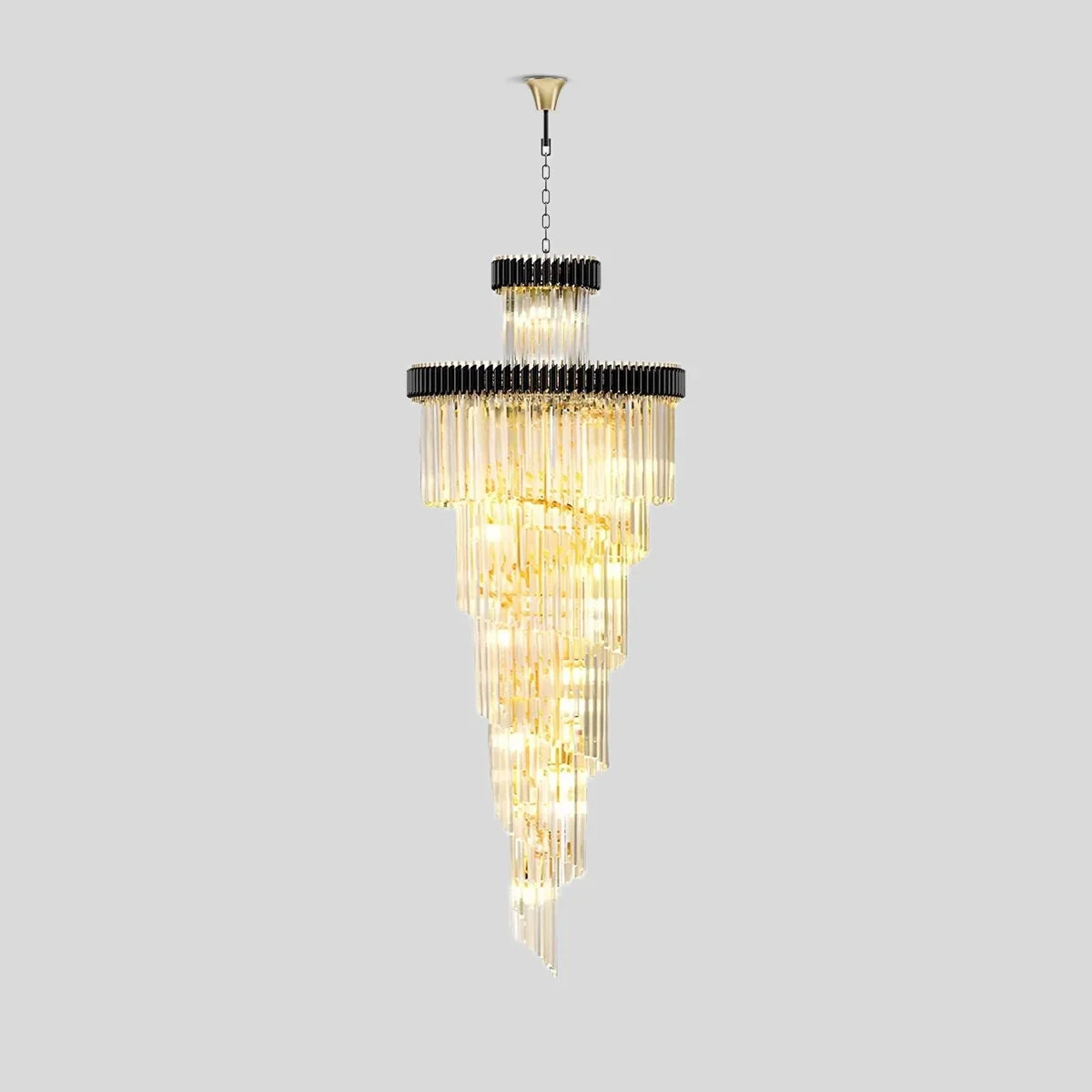flairel Large Luxury Crystal Long Chandelier