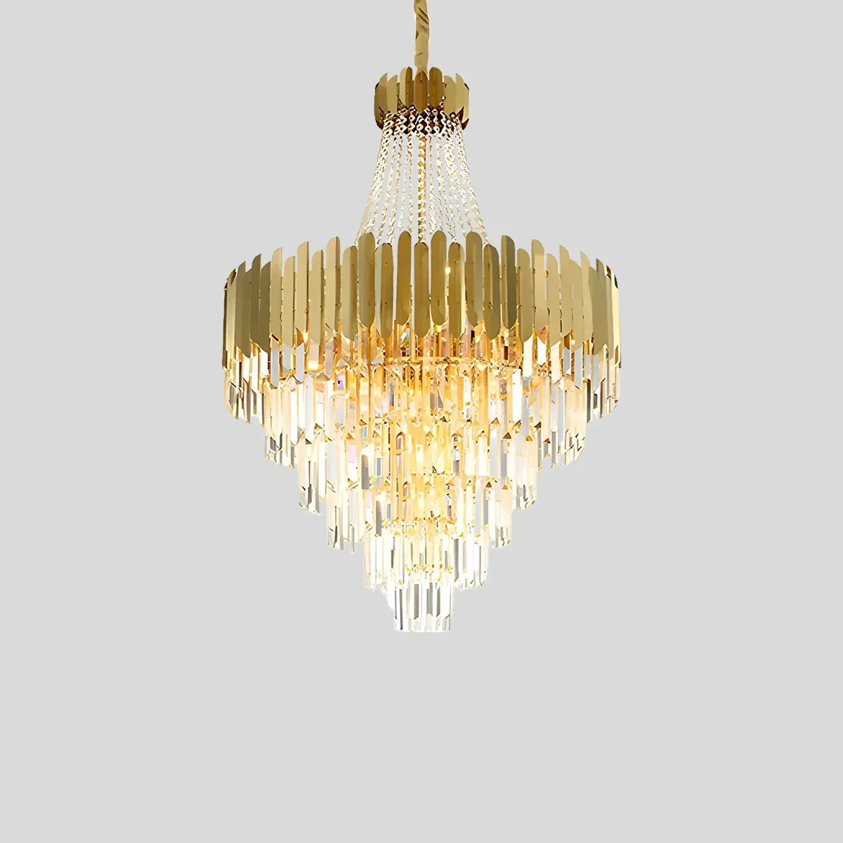 flairel Large Tiered Gold Crystal Chandelier