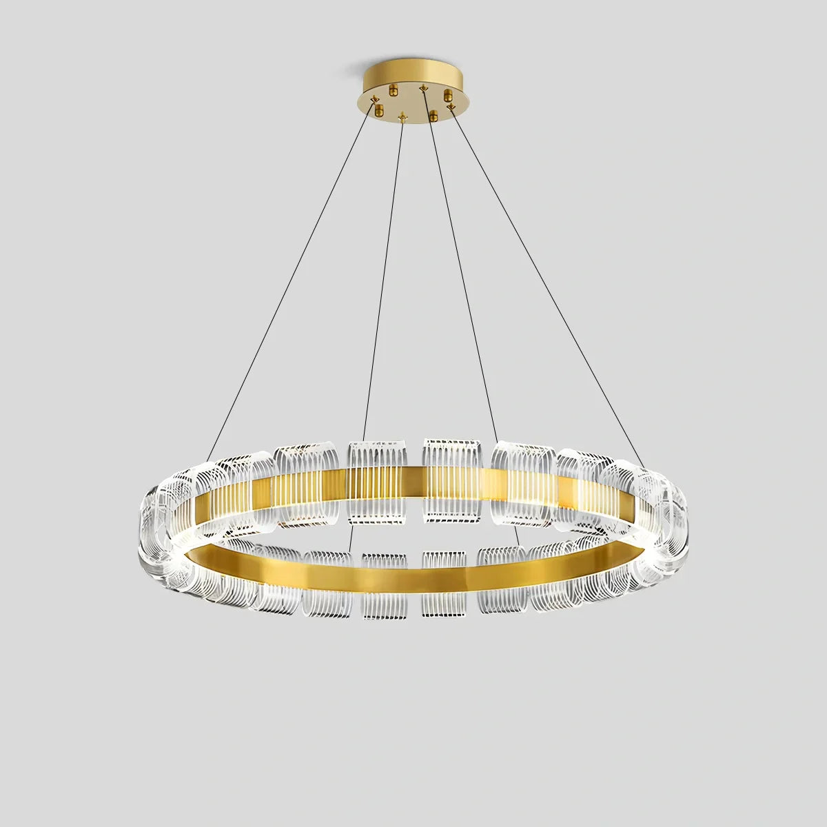 flairel Gold Circular Led Chandelier for Living Room